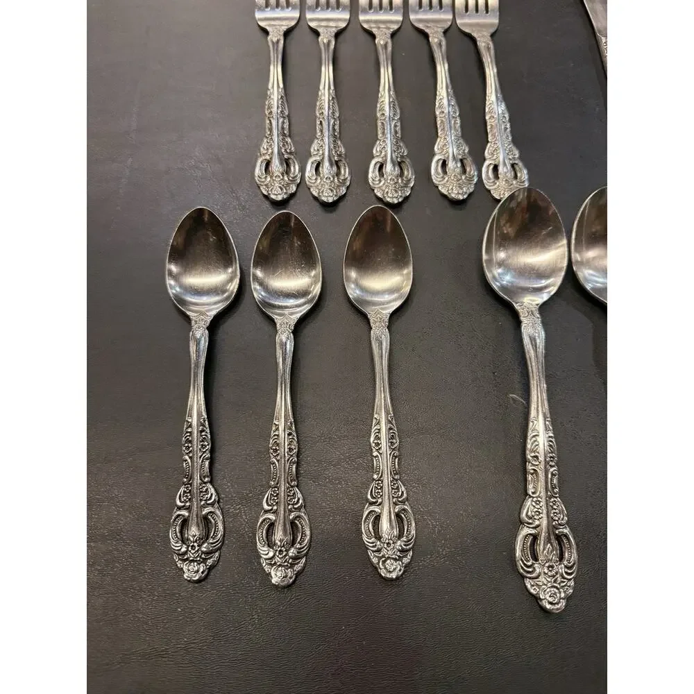 Vintage Stainless Steel Japan Flatware Lot 16 Pieces Ornate Floral Silverware